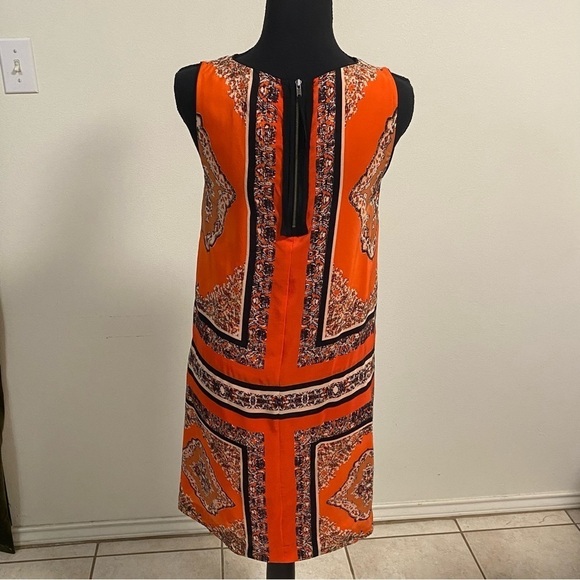 Maeve Dress Women’s Size 0 Orange Canna 100% Silk Shift Dress - Picture 4 of 13